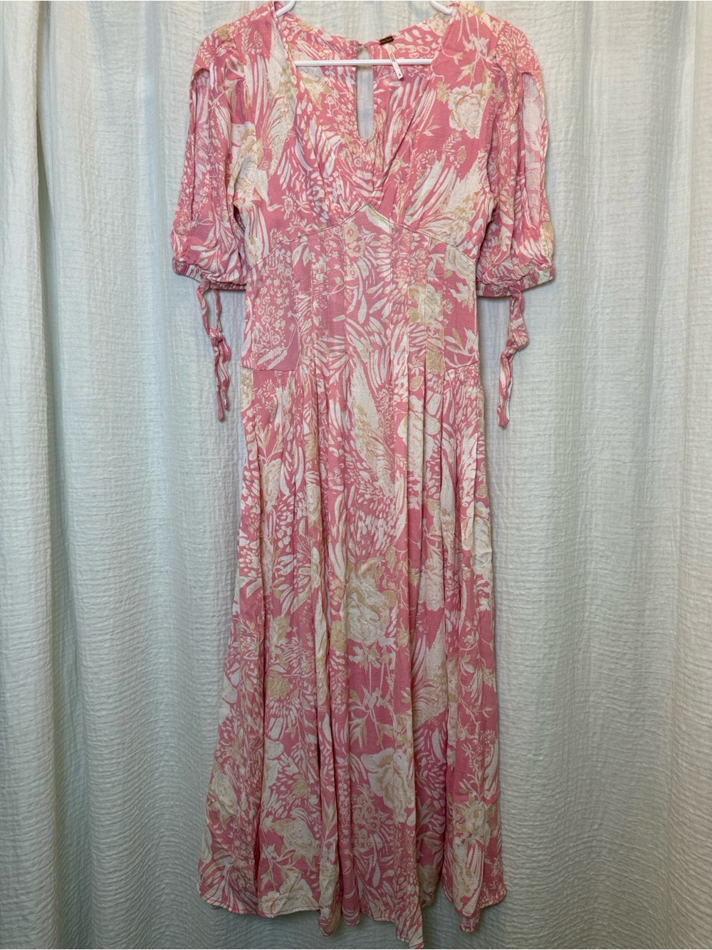 Free People Forever Always Pink Floral Pleated Midi Dress
